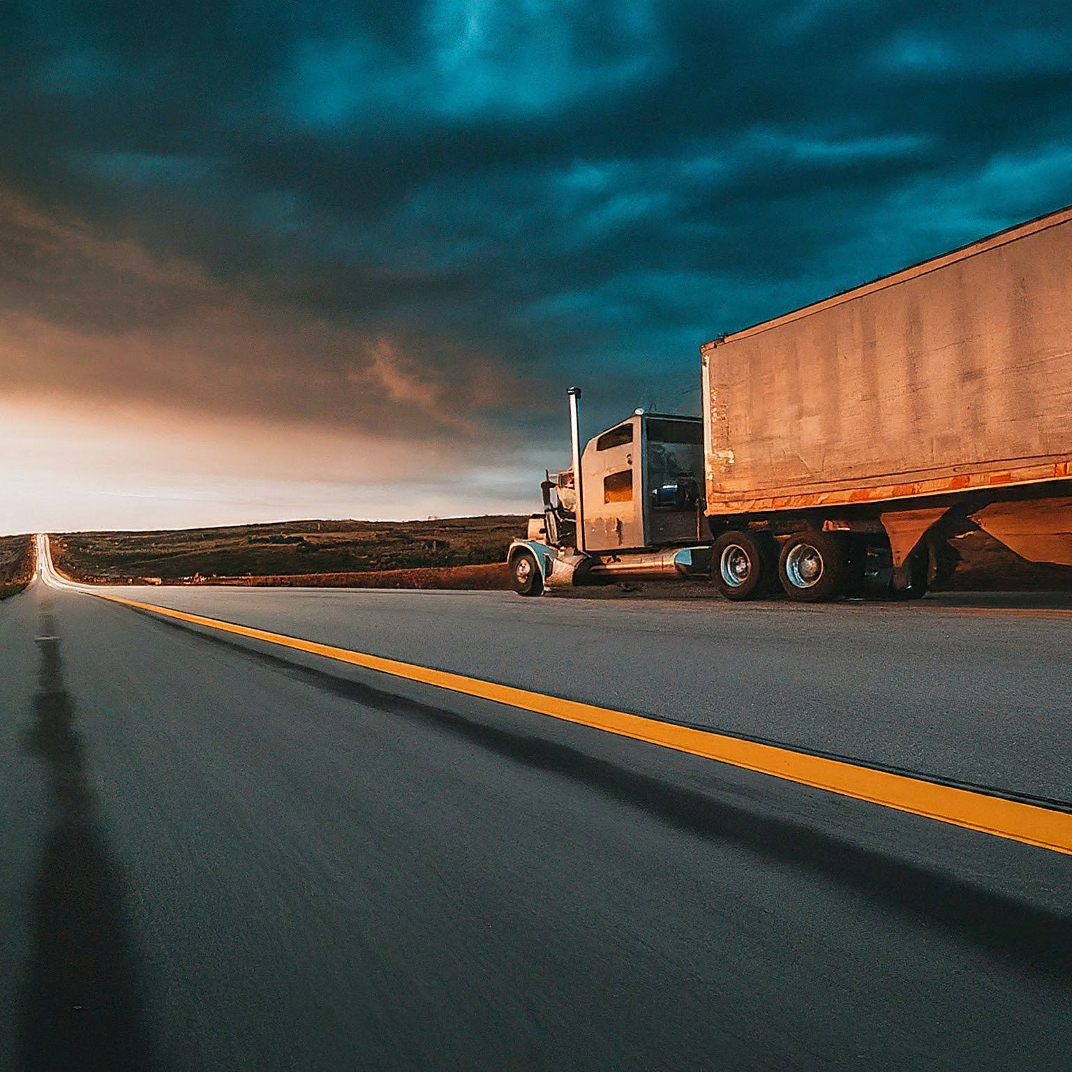 An 18 wheeler on the road