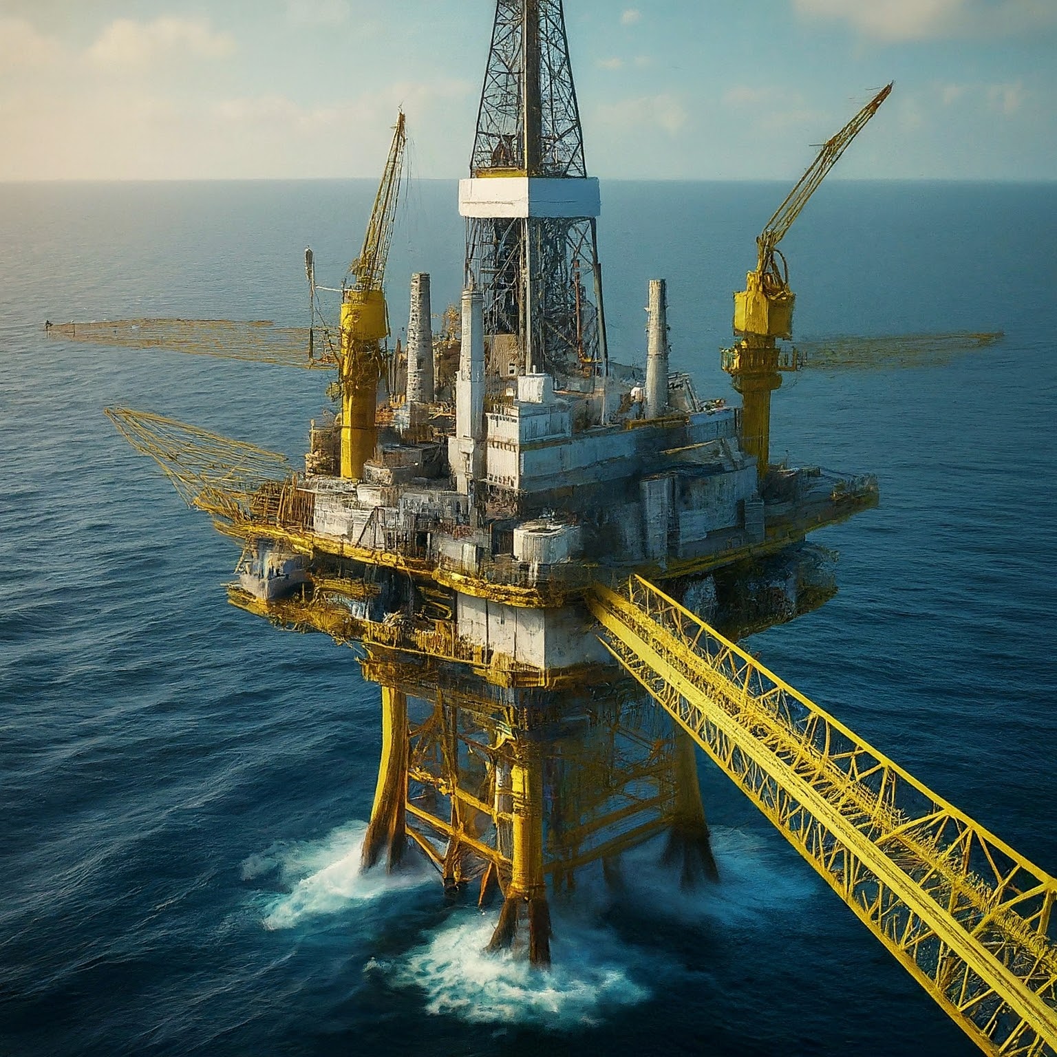 An oil rig full of high heights and dangers