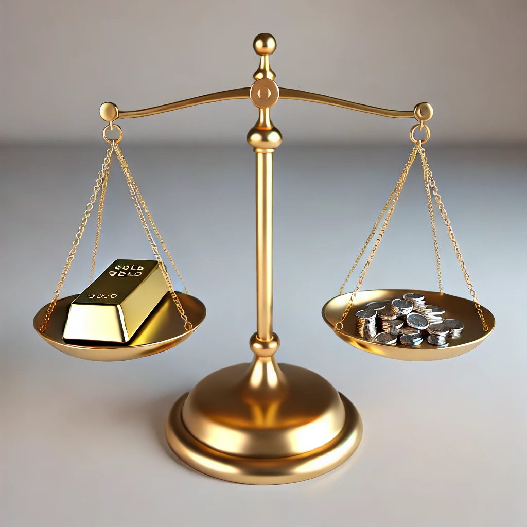 Image depicting a balanced scale with a large item on one side and multiple smaller items on the other, symbolizing the idea of equal value between a single large sum and several smaller increments. These images emphasize the concept of balance and equilibrium effectively.